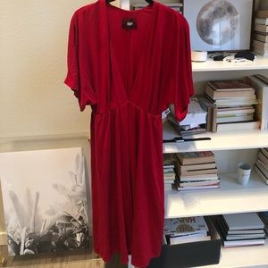 Reformation plunging neckline red dress